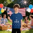 thumbnail image 2 of Graphic Tees for Boys Short Sleeve Crew Neck T-Shirts with Patriotic Printed Designs, 2 of 5