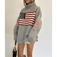 thumbnail image 3 of NOBRAND Women's American Flag Oversized Turtleneck Long Sleeve Knit Pullover Sweater, 3 of 4