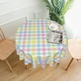 thumbnail image 2 of Spring Easter Tablecloth Round 60 Inch,Blue Pink Yellow Plaid Table Cloth Waterproof Washable Polyester Multicolor Check Table Cover for Kitchen Dining Table Picnic Easter Party Decoration, 2 of 6