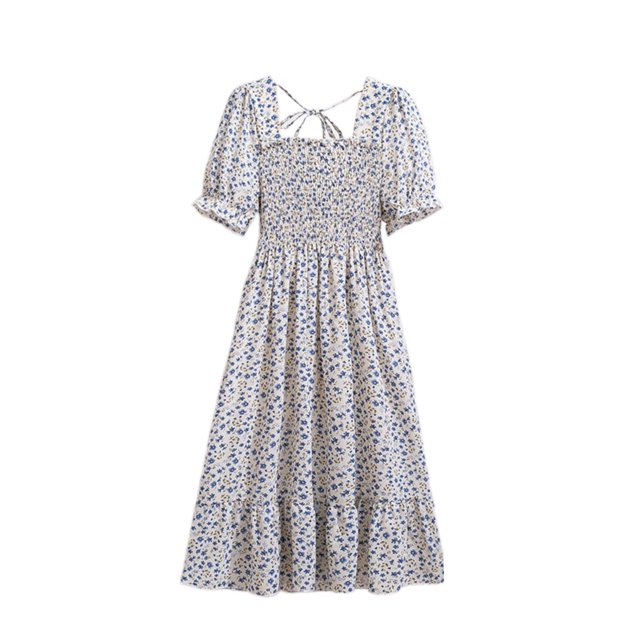 Vestido Floral para Mujeres Impresión de Verano Vestido de Vendaje de Manga Corta Poliéster, Vestido Floral de Moda para Ocasional Y Fiesta