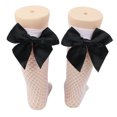 thumbnail image 4 of Faithtur Femmes Filles Chaussettes Résille, Bas de Mode Bas de Bas de Mode en Maille de Genou avec Noeud en Satin, 4 of 7