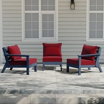 WestinTrends Avalon Outdoor Patio HDPE Sectional Sofa with Patio Cushions, Navy Blue/Red