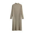 thumbnail image 3 of Sentmoon Robes de Soirée pour Femmes à Manches Longues à Col Rond Robes de Cocktail Couleur Unie Amples Respirantes Grande Taille Robe Maxi pour Femmes Décontractée pour Promenade Hivernale Décontractée Kaki Taille Unique, 3 of 4