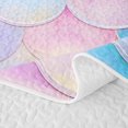 thumbnail image 5 of Manfei Cute Mermaid Tail Twin Quilt Set, Dreamy Fish Scale Twin Coverlet Set, Pink Blue, 2 Pieces, 1 Bedspread and 1 Pillowcase, 5 of 7