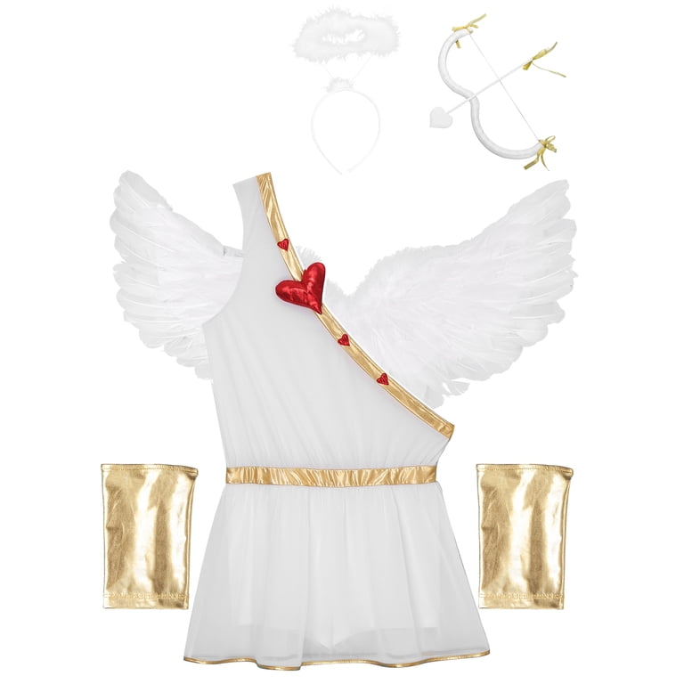 Haitryli Mens Adult Cupid Costume Greek Roman God of Love Valentine Dress Up with Wings Headband and White S, Men's, Size: Small