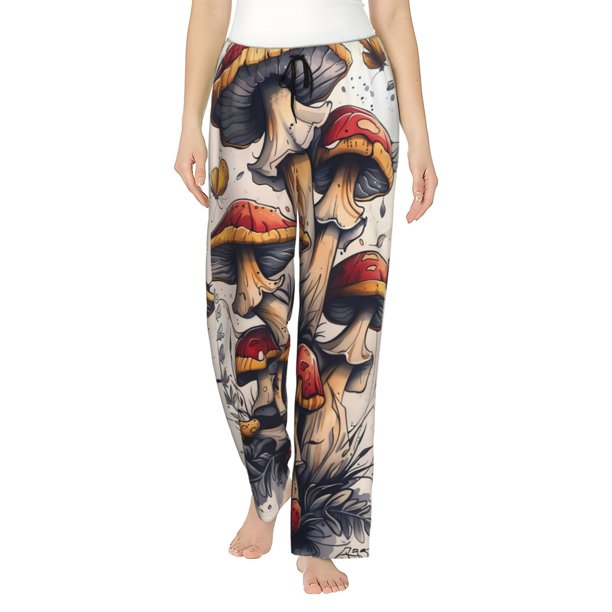 Balery Cute Forest Mushrooms Pantalones de pijama para mujer, pijamas ultraligeros, pantalones de estar por casa-XX-Large