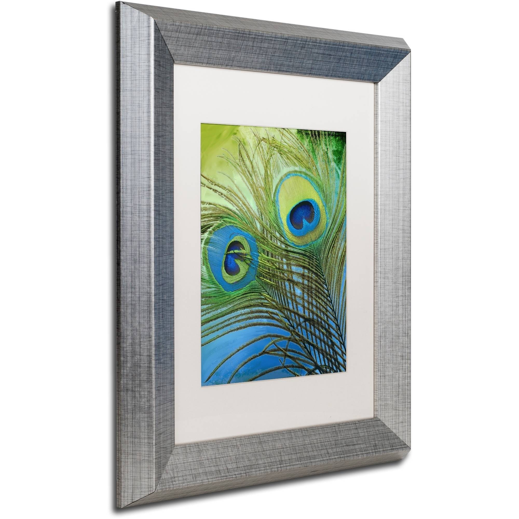 Trademark Fine Art "Peacock Candy I" Canvas Art by Color Bakery White Matte, Silver Frame