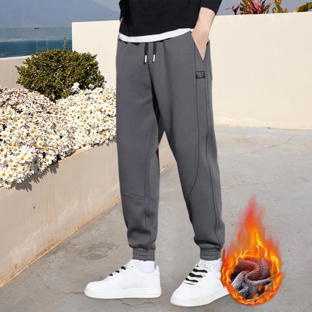 BLCHUNen Plus Size Joggers for Men Fleece Lined Sweatpants Casual Drawstring Athletic Gym Running Trousers with Pockets