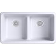thumbnail image 3 of Kohler K-5312 Iron Tones 33" Drop In Double Basin Cast Iron Kitchen Sink - Blue, 3 of 7