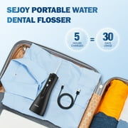 Sejoy Cordless Water Flosser Dental Teeth Cleaner, Portable 300ML Tank Rechargeable Oral Irrigator for Home and Travel, 5 Modes Irrigate, 5 Jet Tips