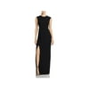 Halston Womens Embroidered Mesh Formal Dress Black 2