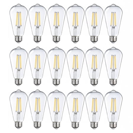 18 Pack ST19 LED Bulb, Dimmable, 7W(75W Equivalent), Vintage Edison Filament Light Bulb, 2700K Soft White, E26 Medium Base