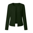 thumbnail image 5 of ClodeEU Women's Round Collar Open Front Cropped Blazer Jacket, Long Sleeve Slim Fit Casual Short Suit Coat Army Green,Women's Plus L, 5 of 5