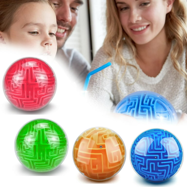 Maze Ball 3D Maze Puzzle Brain Teasers Games Gravity Plastic Handheld 3D  Maze Ball 4 Inches Puzzle Toy Maze Puzzle Cube Ball Sphere Educational Toys  for Students Teens Adults,Pink,1PCS 