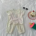 thumbnail image 3 of Robe à Manches Courtes, Pantalon Garçon Taille 8, Ensemble de Pantalons Courts Décontractés à Manches Courtes Col Rond Imprimé Bouton, 3 of 3