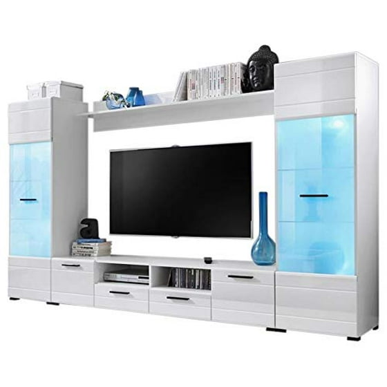 Modern Entertainment Center Wall Unit With 15 Colors Led Lights 65 Modern Entertainment Center Wall Unit With 15 Colors Led Lights 65 Tv Stand White Com