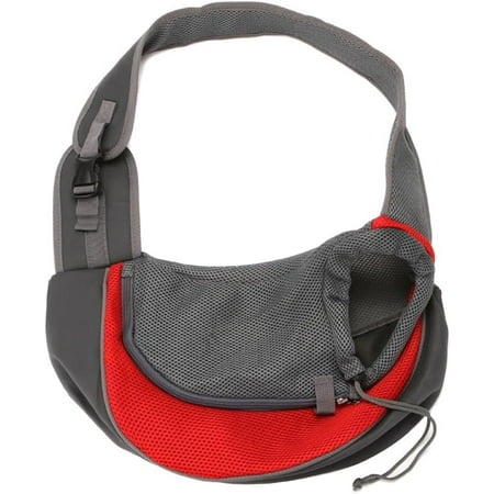 Hgudesign Pet Dog Sling Carrier Mesh Hands-Free Crossbody Bag for Small Dogs Rabbit Outdoor Travel Rosy