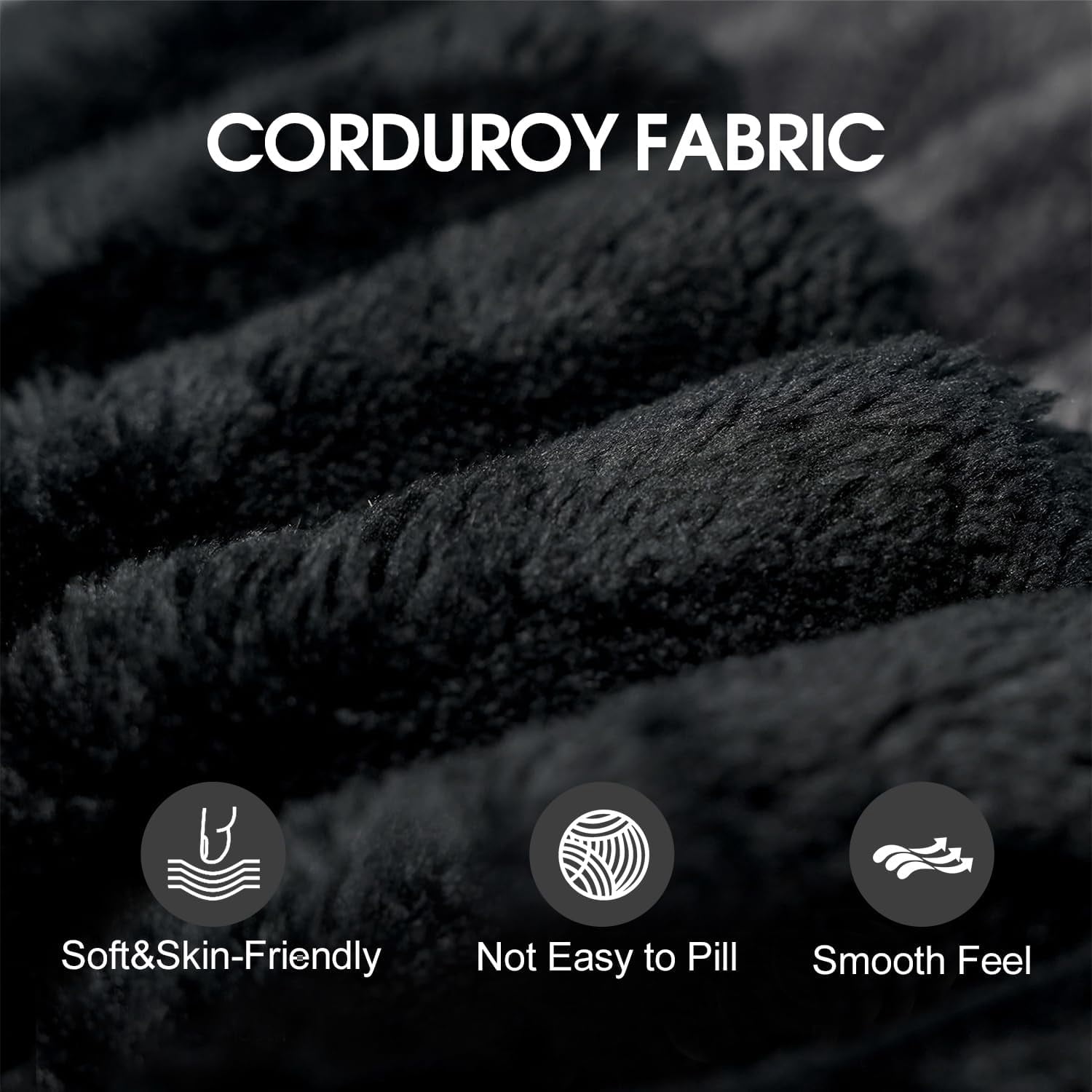 Sailvan 135" Cloud Sectional Couch, Cloudy Sofa with L-Shape Chaise, Upholstered Couches for Living Room & Bedroom, No Assembly Required, Plush Corduroy Fabric, Black