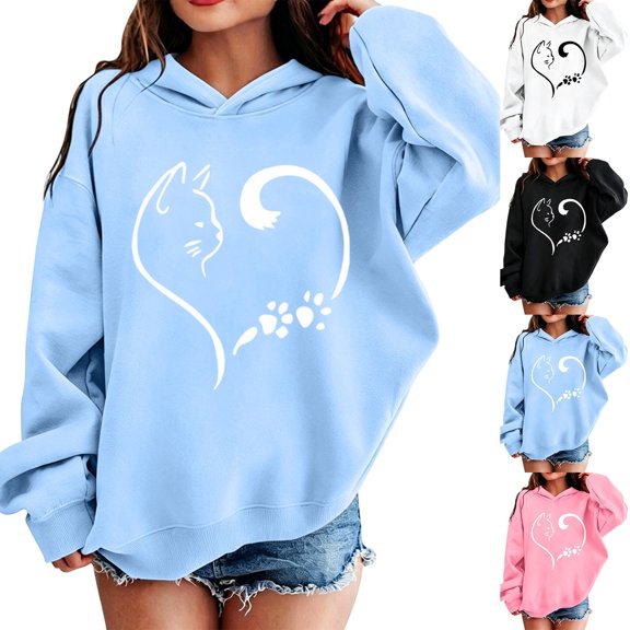 Shadoumai Toddler Girl Hoodies Printed Pattern Long Sleeve Hoodie Pullover Tops with Pocket Cute Warmth Kids Clothes Girls' Fashion Hoodies & Sweatshirts