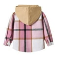 thumbnail image 4 of oqasdz Girls Jackets Children Long Sleeve Turn Down Collar Checkered Hooded Shirt Top with Print Design Fashionable Top Coat Outwear Size 18 M-24 M, 4 of 4