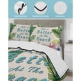 thumbnail image 4 of Summer Tropical Palm Leaf Queen Size Down Alternative Comforter, Lightweight Comforter Quilt Bedding Set with Pillow Shams Floral Coastal Starfish Retro All Seasons Bed Comforter Duvet Insert 90"x96", 4 of 7