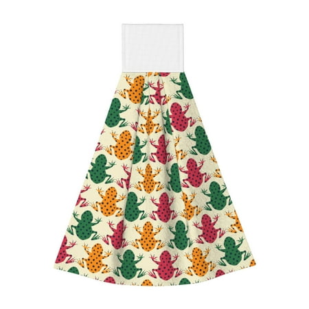 

Kdxio Colorful Frogs Hand Towel with Loop Hanging Towel Absorbent Tie Towels for Kitchen Tea Bar Bathroom Decor