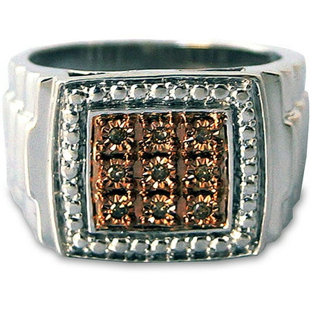 Men's Brown Diamond Accent Nine-Stone Sterling Silver Ring