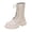 White, variant on Rokment Fall Winter Platform Mid Calf Combat Boots for Women Fashion Casual Leather Side Zip up Chunky Riding Ankle Booties Black White Black Size 6
