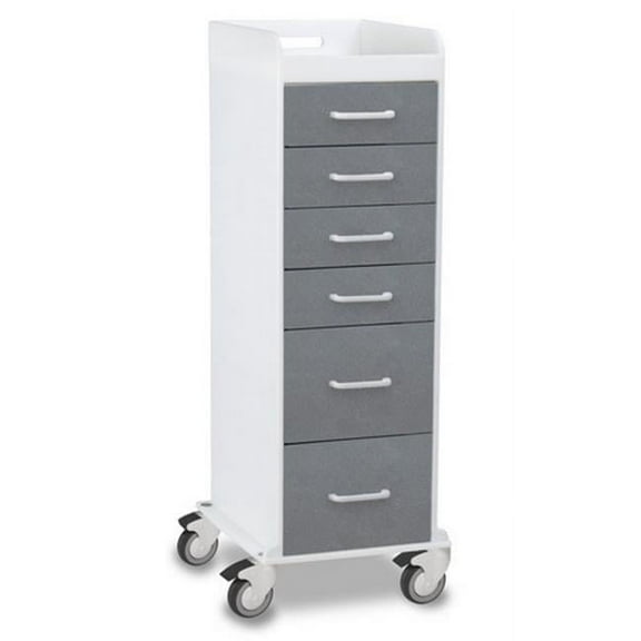 Silver Metallic Polyethylene Tall Locking 6 Drawer Cart - 16 x 47 x 19 in.