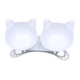 thumbnail image 4 of Gato Doble Tazón Comedero para Mascotas Portátil Inclinado Bebida Tazón Dispensador de Agua Plato de Alimentación Contenedor de Comida Blanco Fernando Comedero para gatos, 4 of 8