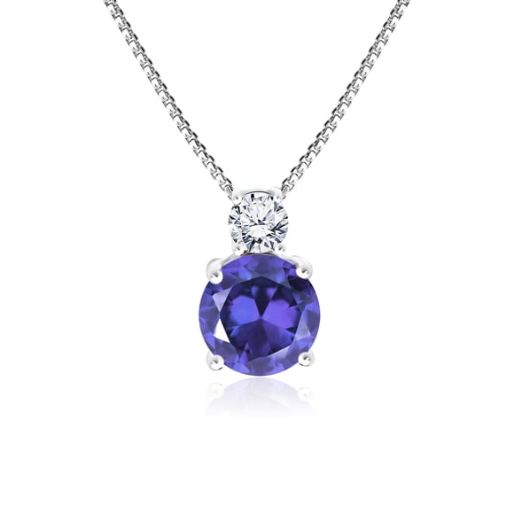 JeenMata 2 Carat June Birthstone Necklace - Dangling Round Cut Necklace Pendant in White Gold Plating for Women
