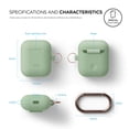 thumbnail image 5 of Funda de silicona con llavero compatible con Apple AirPods Case 1 y 2 LED frontal visible soporta carga inalámbrica silicona protectora ELAGO verde pastel, 5 of 5