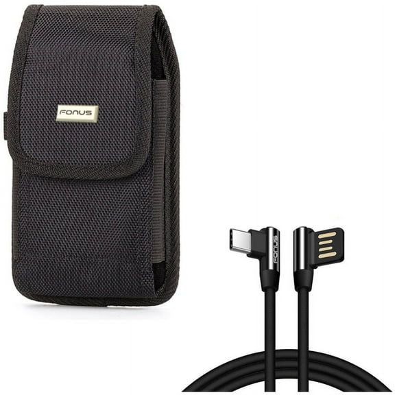 Holster Swivel Case Belt Clip w Charger Cord 10ft Type-C Angle USB Cable Q1Q for Alcatel Idol 4S - ASUS ZenFone 5z - BLU Vivo XI Plus 5 - CAT S61 S48c - Google Pixel XL - HTC Bolt, U11