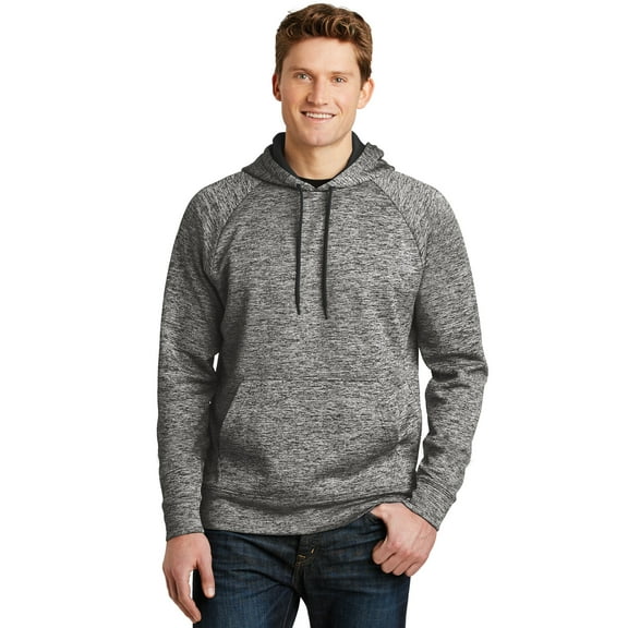 Sport-Tek PosiCharge Electric Heather Fleece Hooded Pullover-XL (Black Electric)