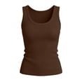 thumbnail image 7 of ClodeEU Women's U Neck Sleevelsee Tank Top ,Summer Casual Going Out Workout Basic Tops Brown,Women's Plus XL, 7 of 7