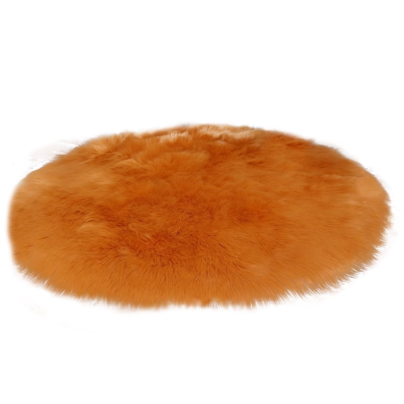 White Round Faux Fur Rug, Fluffy Rug Cushion for Chair, Background for
