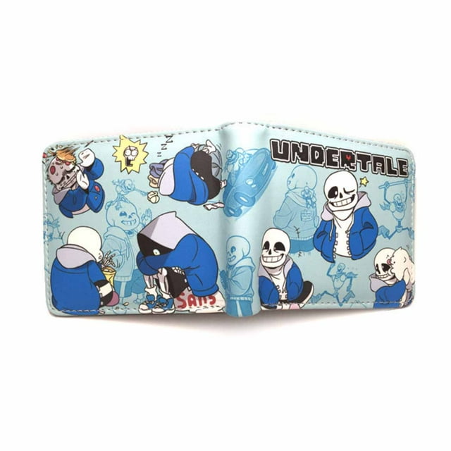 Cartera Undertales sin personajes de anime, delgada, plegable, de poliuretano