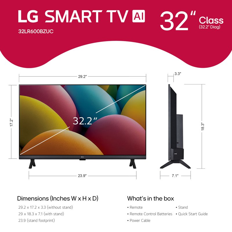 LG 32" Class HD LR60 Smart TV display and camera view