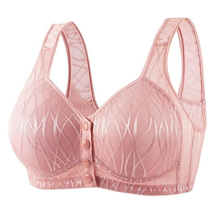Hurry: Women S Bra  Sujetador de mujer  Women s Front Buttoned Underwear Sexy No Steel Ring Large Size Push Up Bra SOPATENOR Pink L