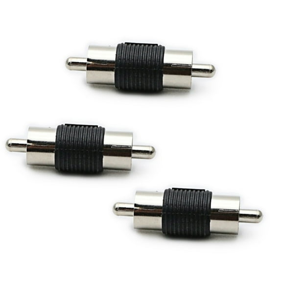 3Pcs RCA Male to Male Coupler Audio Video Adapter Nickel Plated Connectors for Cable Extension and Signal Stability