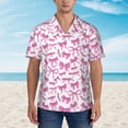 thumbnail image 2 of Daiia Pink bows Print Hawaiian Shirt for Men Gentle Cotton Regular Short Sleeve Casual,X-Large, 2 of 7