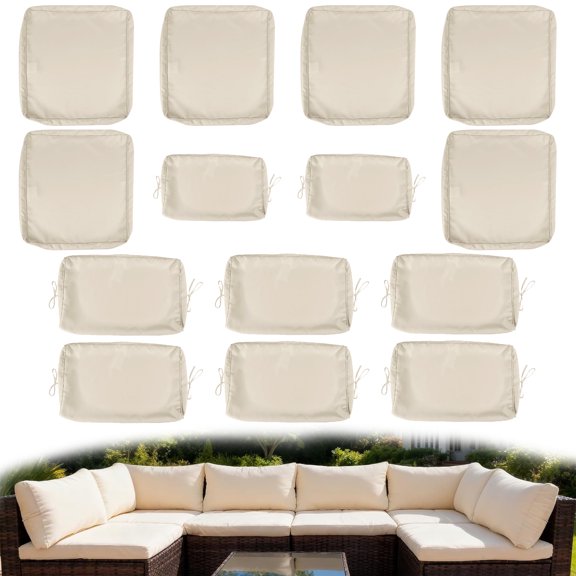 Innovation Works 14 Pcs Outdoor Sectional Replacement Cushion Set,Waterproof Outdoor Cushion Slipcover with Zipper (Only Cover)