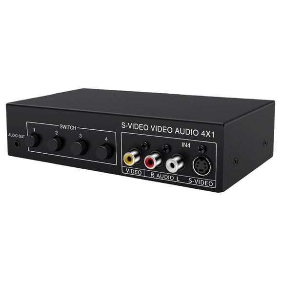 7829 4x1 S-Video AV Switcher with 3.5mm Sound Output Metal Case Switcher Replacement 4 In 1 Out Video 720P Switcher