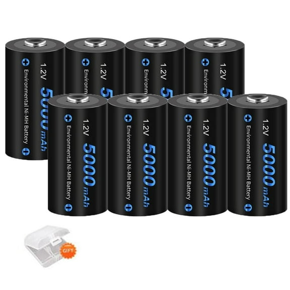 8 Pack 5000mAh 1.2V Ni-MH High Capacity C Size Rechargeable Batteries with 4 Pack Battery Case