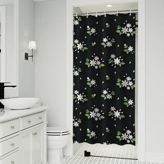 Pioneer Flower Floral Print Pattern Shower Curtain 36"x72" ,Bathroom Decorative Shower Curtains Set with 12 Hooks,Modern Waterproof Washable Shower Curtain