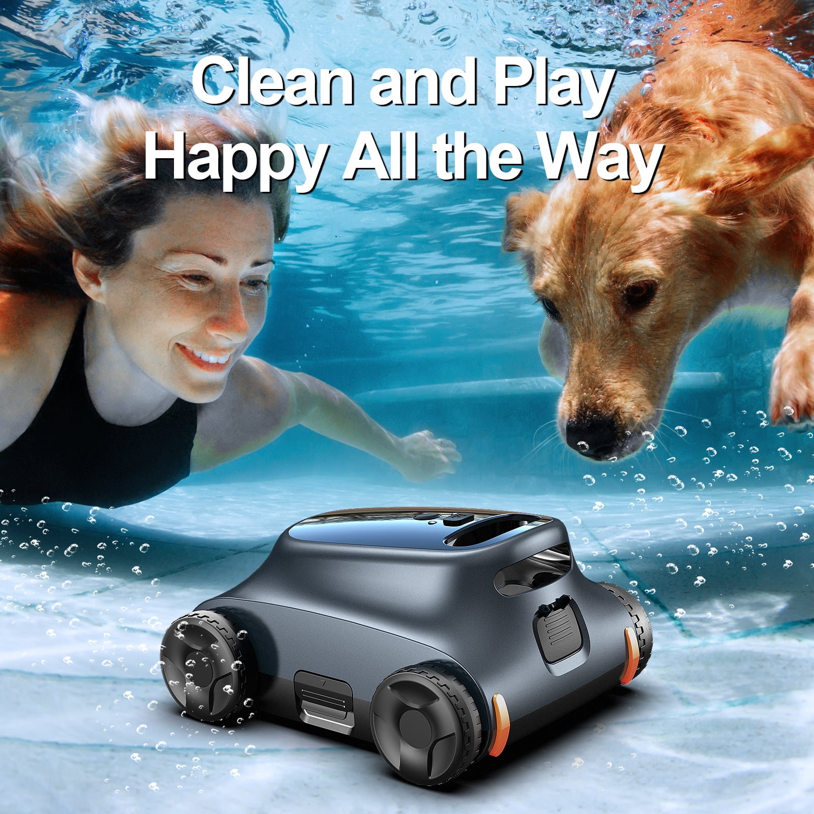 [180 Mins Running] Seauto SAT 10 Pool Vacuum Ultimate Cleaning Companion for Above Ground & Inground Pools - Automatic Water Cleaner with Top Handle and Filter, Dust Removal Robot,