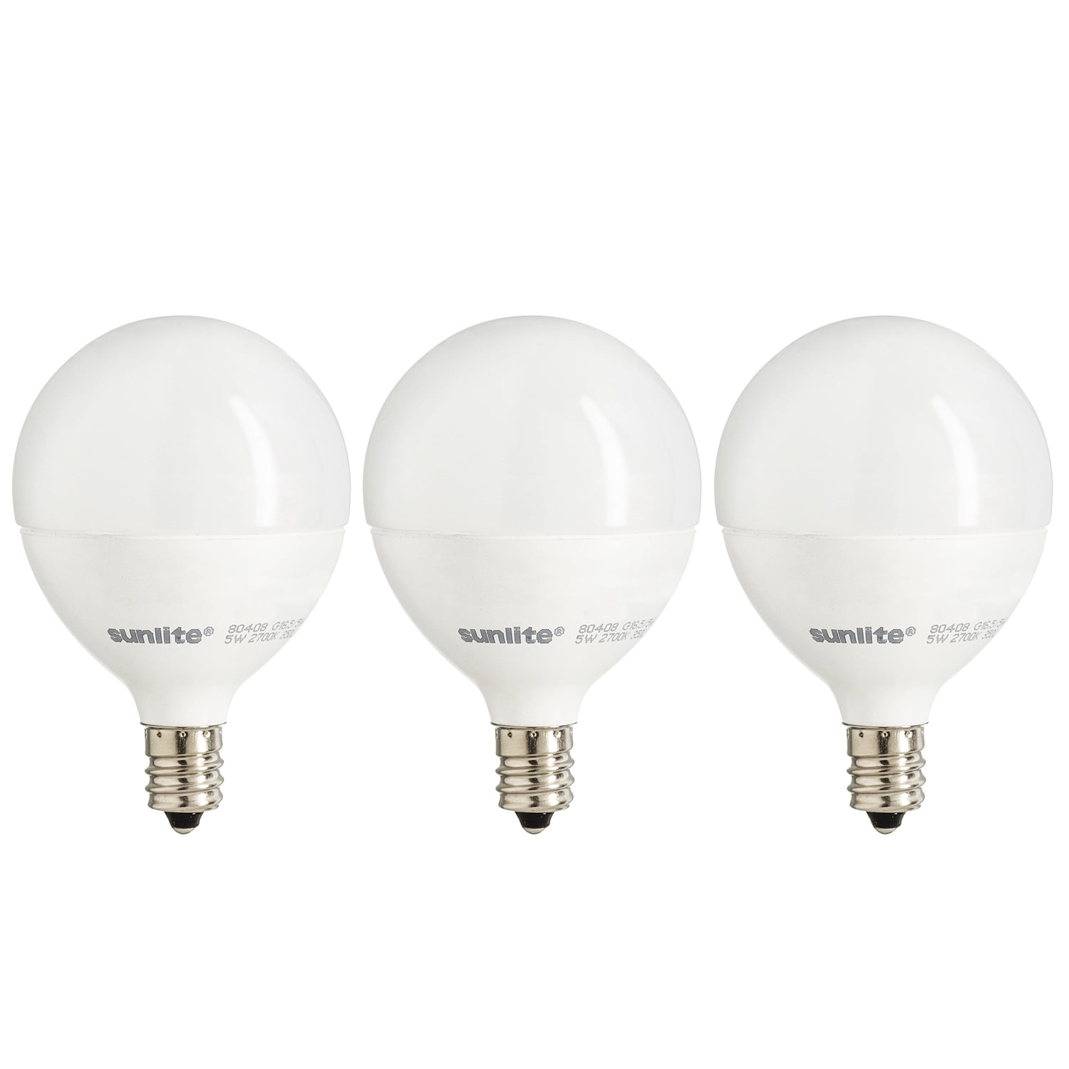 Diodesy- Pack of 3 G16.5/LED/5W/D/E12/FR/ES/27K/3PK E12 Dimmable LED G16.5 Globe Light Bulb, 5W (40W Equivalent), 2700K Warm White, 350 Lumens, Frosted Candelabra Bulb for Chandelier, Ceiling Fan, ETL