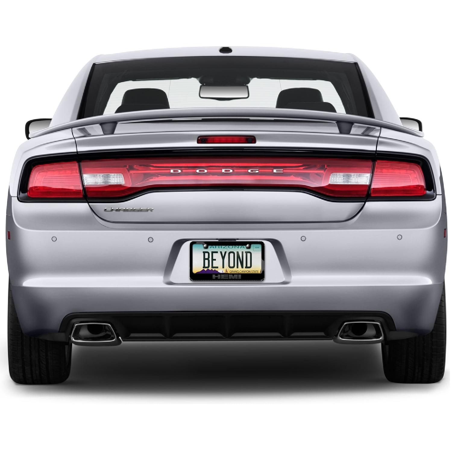 HEMI Logo in 3D Black on Black Metal License Plate Frame