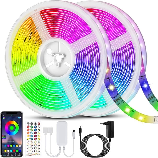 Cinta LED 20m, Cinta LED 5050 RGB, Cinta luminosa LED multicolor flexible, control remoto 40 teclas, aplicable a dormitorio, bar, cocina, boda, cinta de fiesta 20m*2