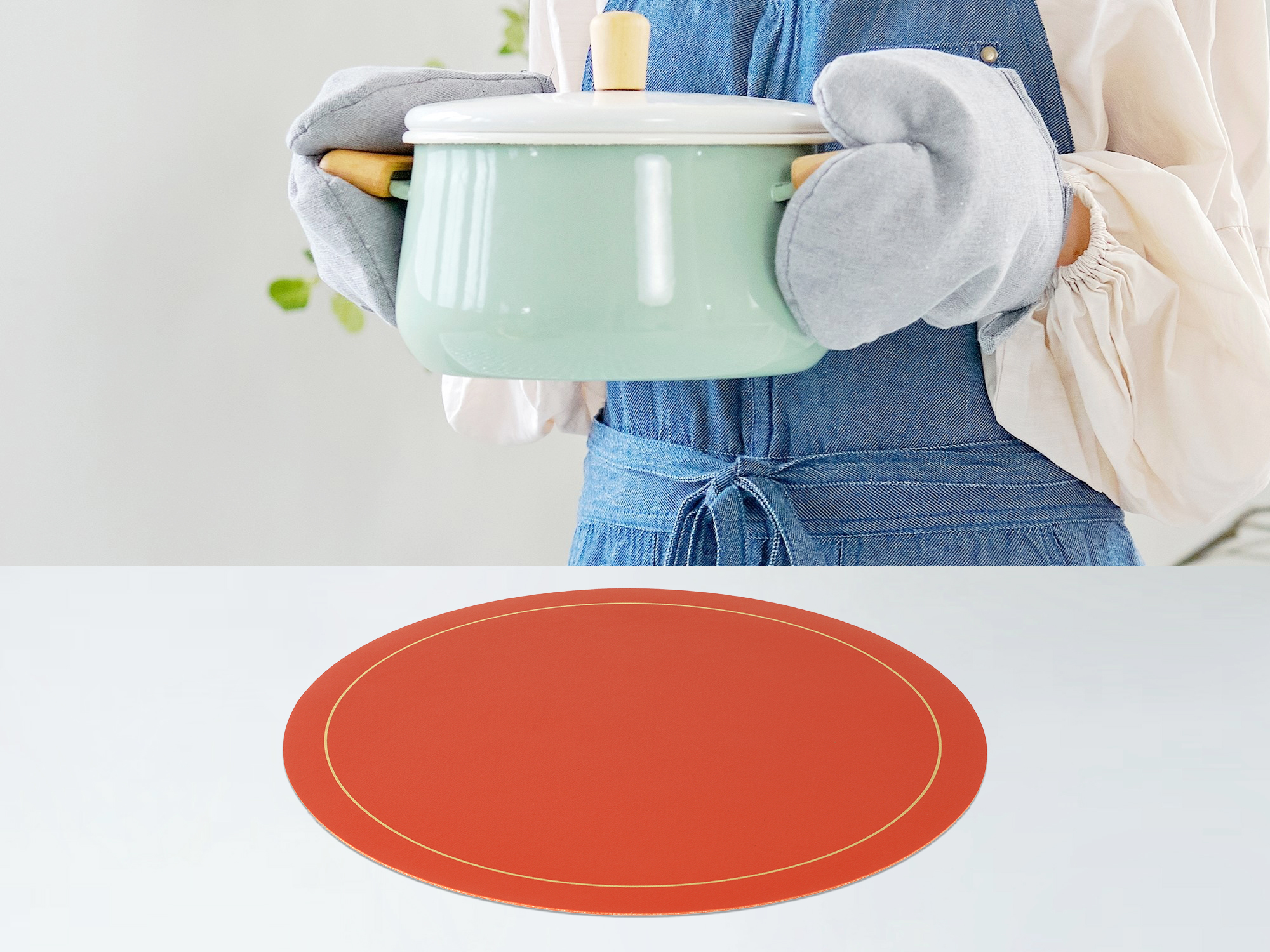 Unique Bargains Placemats Set of 6 Faux Leather Orange